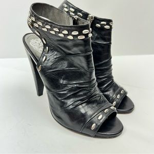 VINCE CAMUTO Sz 5.5M Black Leather Booties Open Toe Sandals